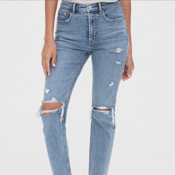 GAP Denim Distressed Cigarette Jeans Size 6/28 Regular - Picture 1 of 14